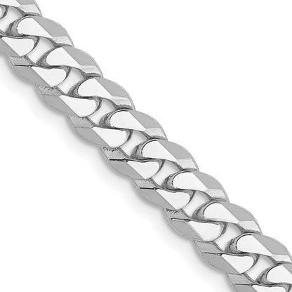 Massiv 14K Weißgold 5.75mm Flach Abgeschrägt Panzer mit Karabinerverschluss Halskette