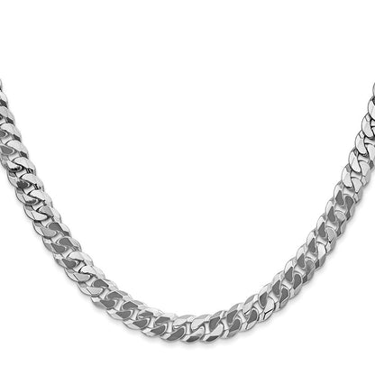 Massiv 14K Weißgold 6.25mm Flach Abgeschrägt Panzer mit Karabinerverschluss Halskette