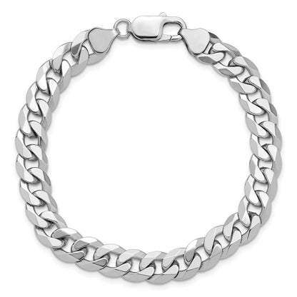 Massiv 14K Weißgold 8.5mm Flach Abgeschrägt Panzer mit Karabinerverschluss Gliederarmband