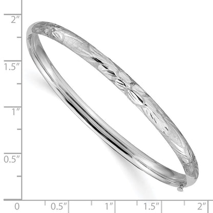 14K Weißgold 3/16 Florentinisch Graviert Klappbar Armreif