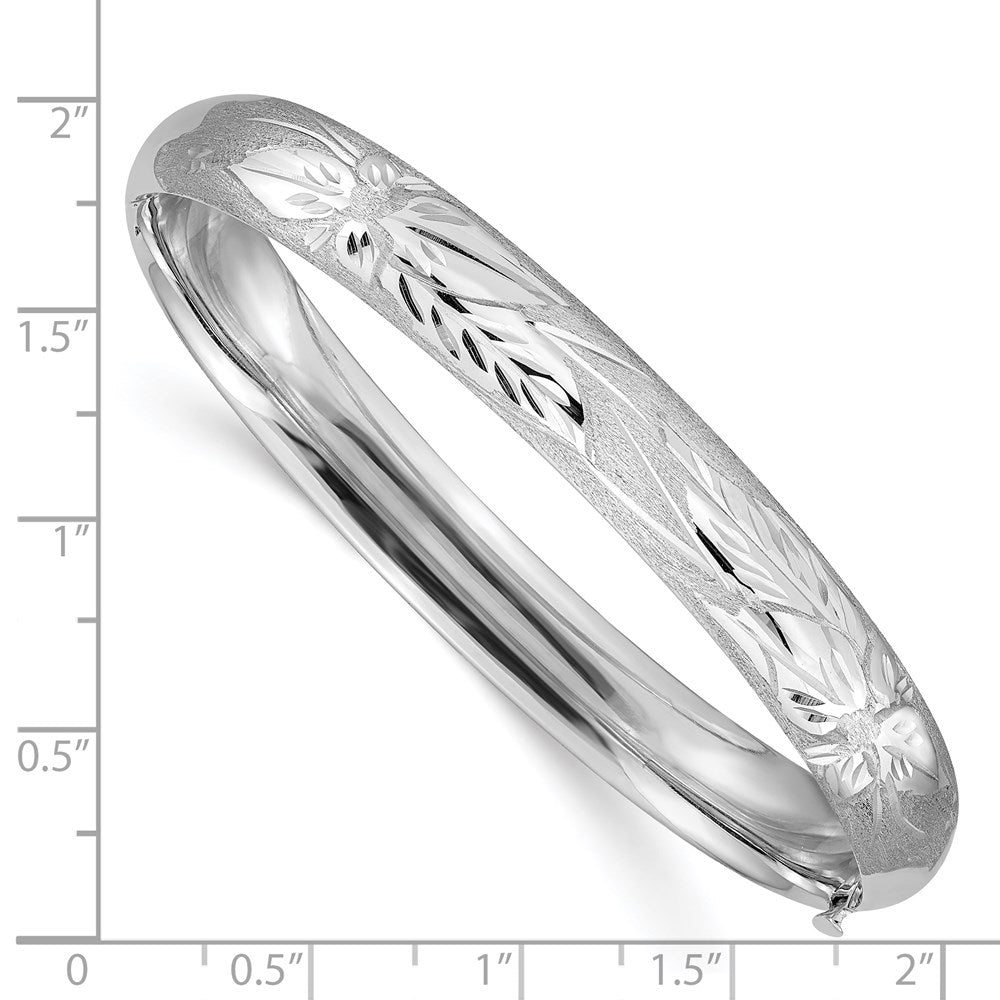 14K Weißgold 5/16 Florentinisch Graviert Klappbar Armreif