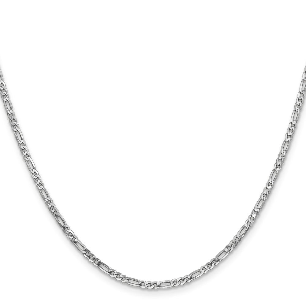 14K Weißgold 2.25mm Flach Figaro mit Karabinerverschluss Halskette