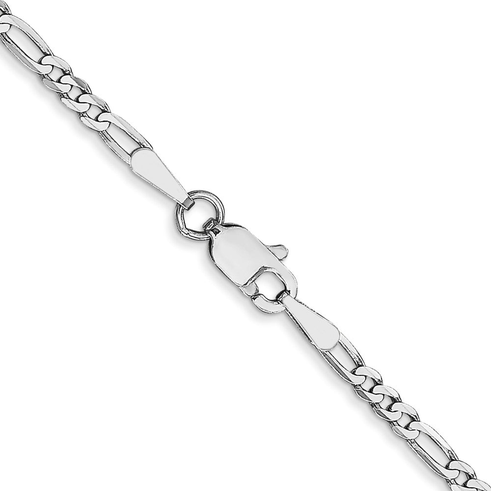 14K Weißgold 2.25mm Flach Figaro mit Karabinerverschluss Halskette