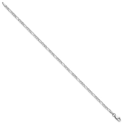 14K Weißgold 2.25mm Flach Figaro mit Karabinerverschluss Gliederarmband