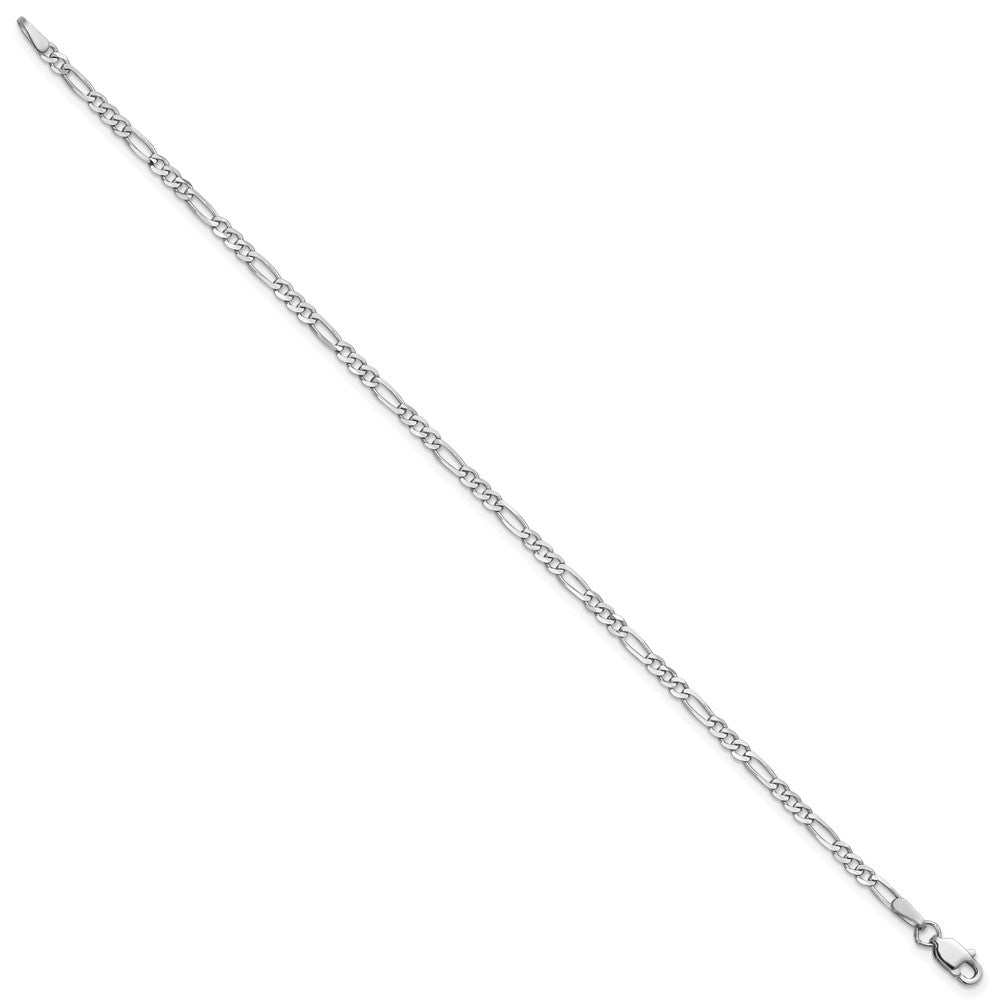 14K Weißgold 2.25mm Flach Figaro mit Karabinerverschluss Kette Fußkettchen