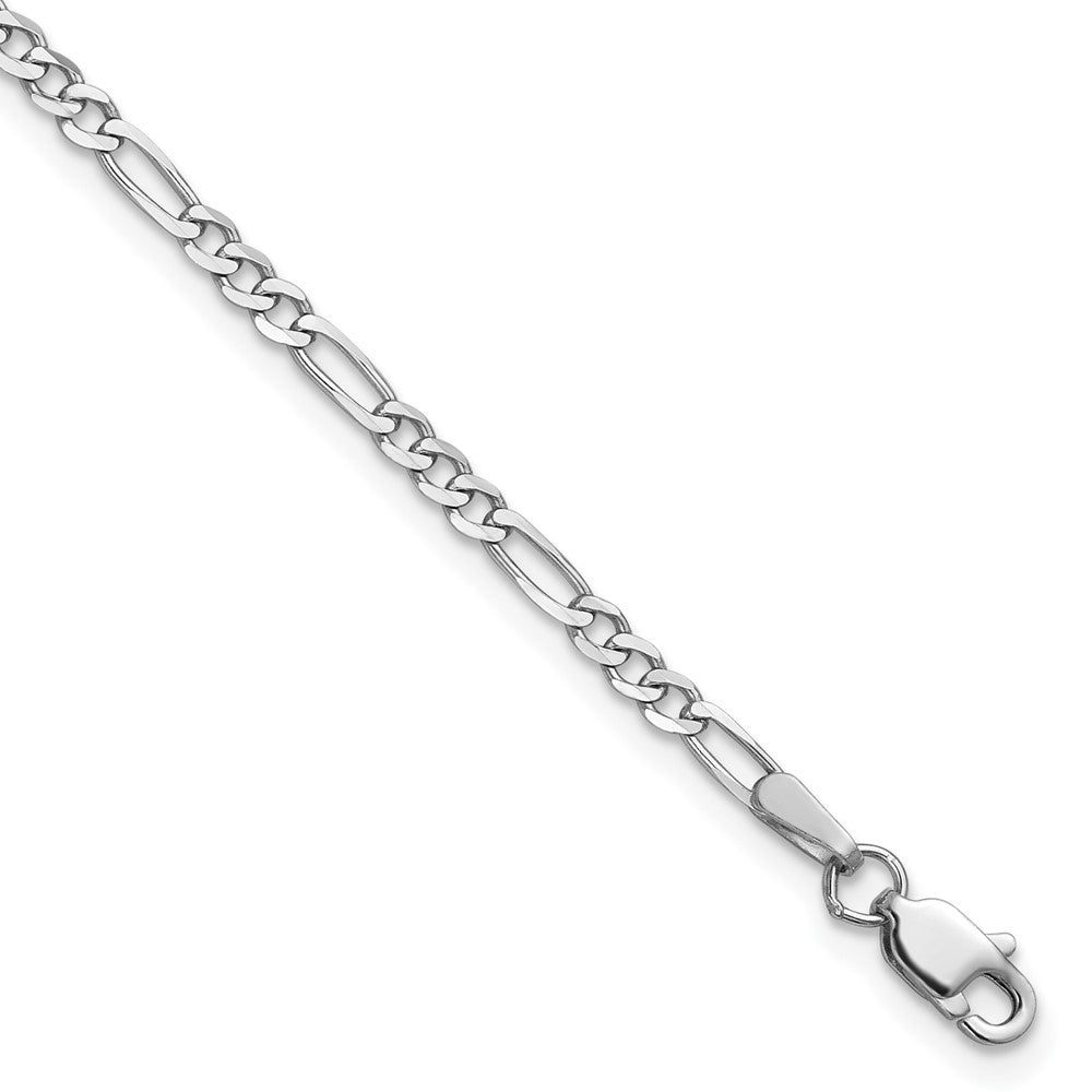 14K Weißgold 2.25mm Flach Figaro mit Karabinerverschluss Gliederarmband