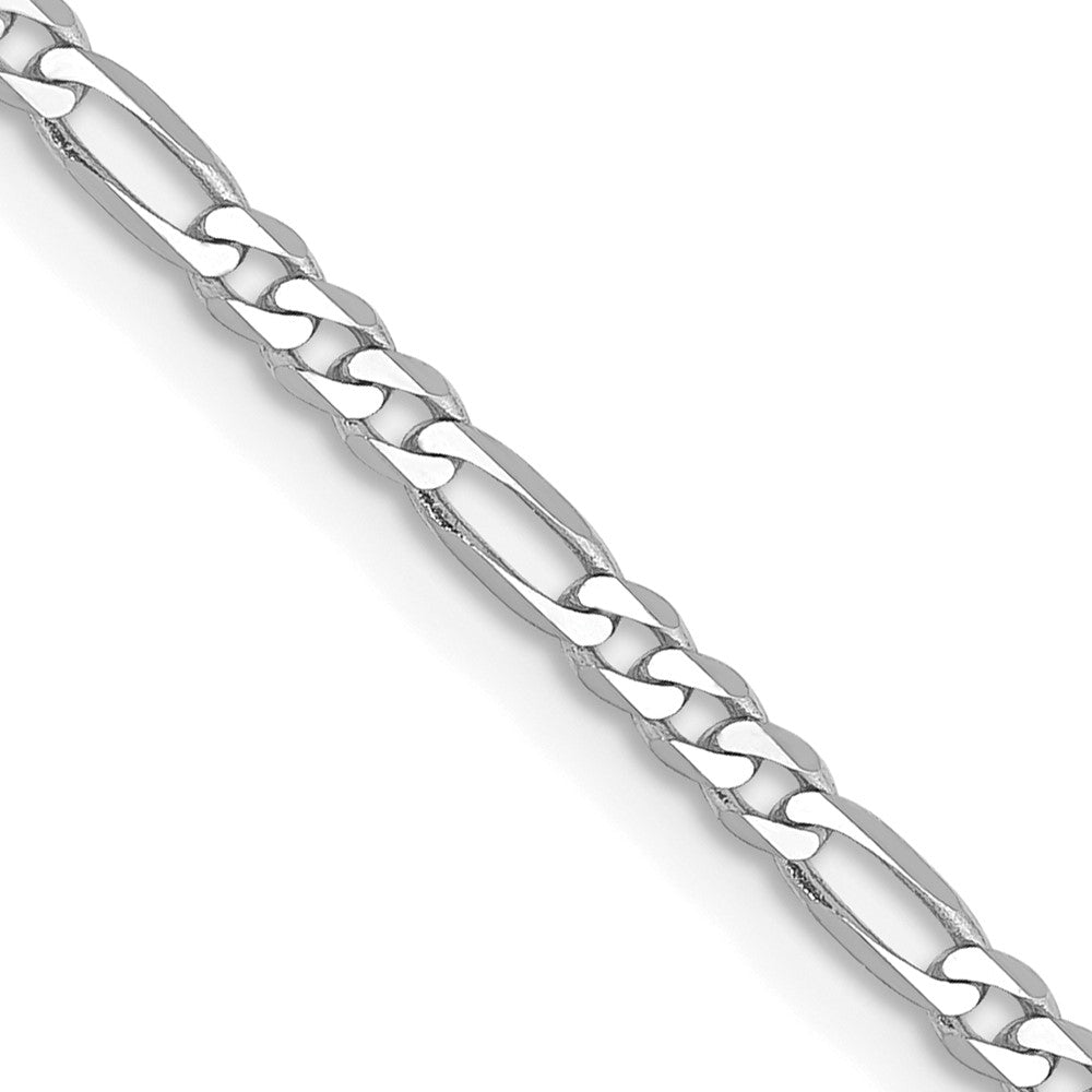 14K Weißgold 2.25mm Flach Figaro mit Karabinerverschluss Halskette