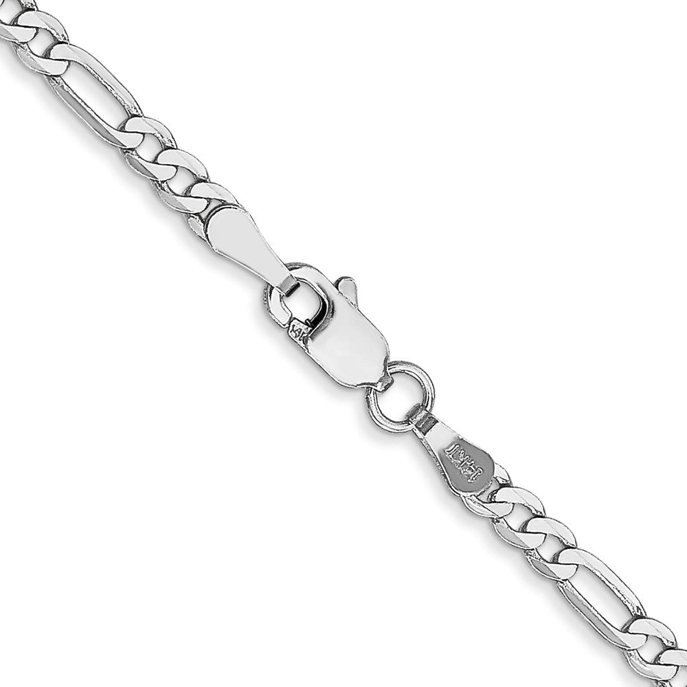 14K Weißgold 2.75mm Flach Figaro mit Karabinerverschluss Halskette