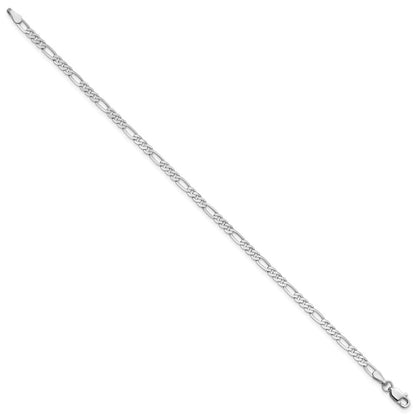 14K Weißgold 2.75mm Flach Figaro mit Karabinerverschluss Gliederarmband