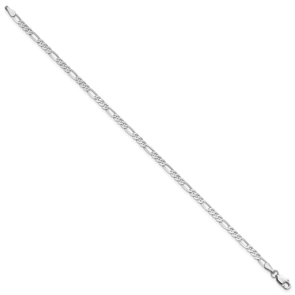 14K Weißgold 2.75mm Flach Figaro mit Karabinerverschluss Kette Fußkettchen