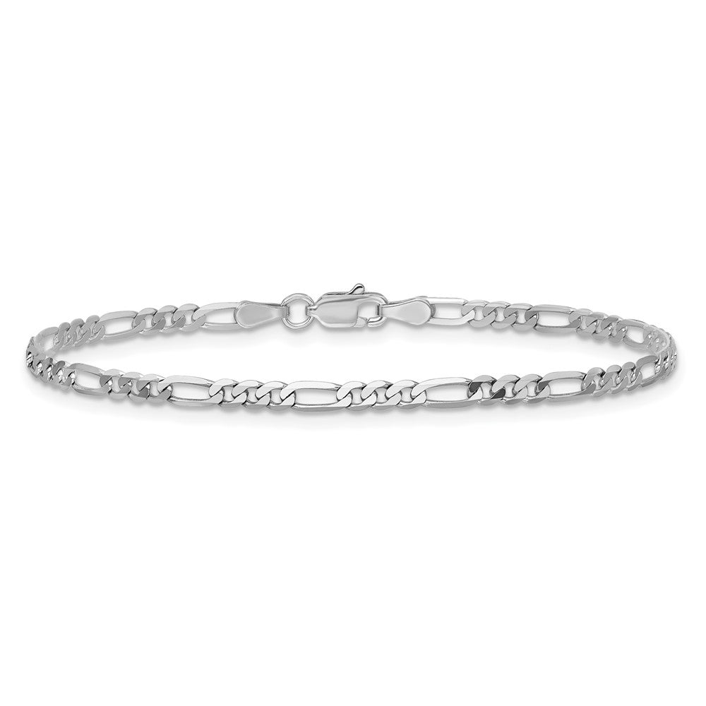14K Weißgold 2.75mm Flach Figaro mit Karabinerverschluss Kette Fußkettchen