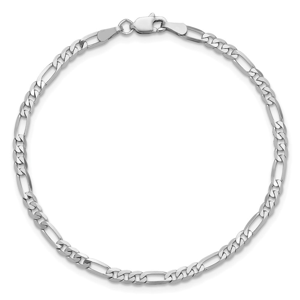 14K Weißgold 2.75mm Flach Figaro mit Karabinerverschluss Gliederarmband