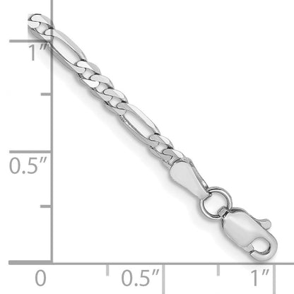 14K Weißgold 2.75mm Flach Figaro mit Karabinerverschluss Kette Fußkettchen