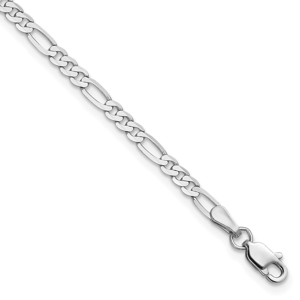 14K Weißgold 2.75mm Flach Figaro mit Karabinerverschluss Kette Fußkettchen