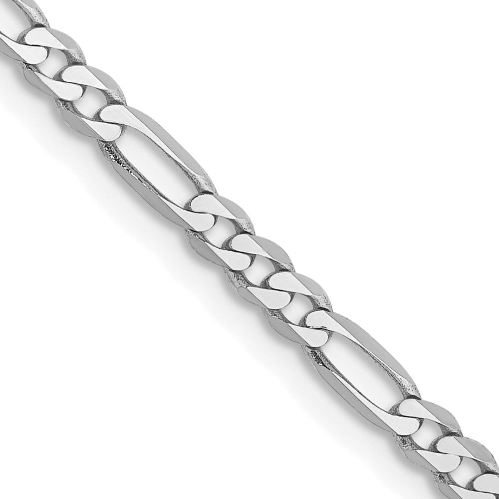 14K Weißgold 2.75mm Flach Figaro mit Karabinerverschluss Halskette