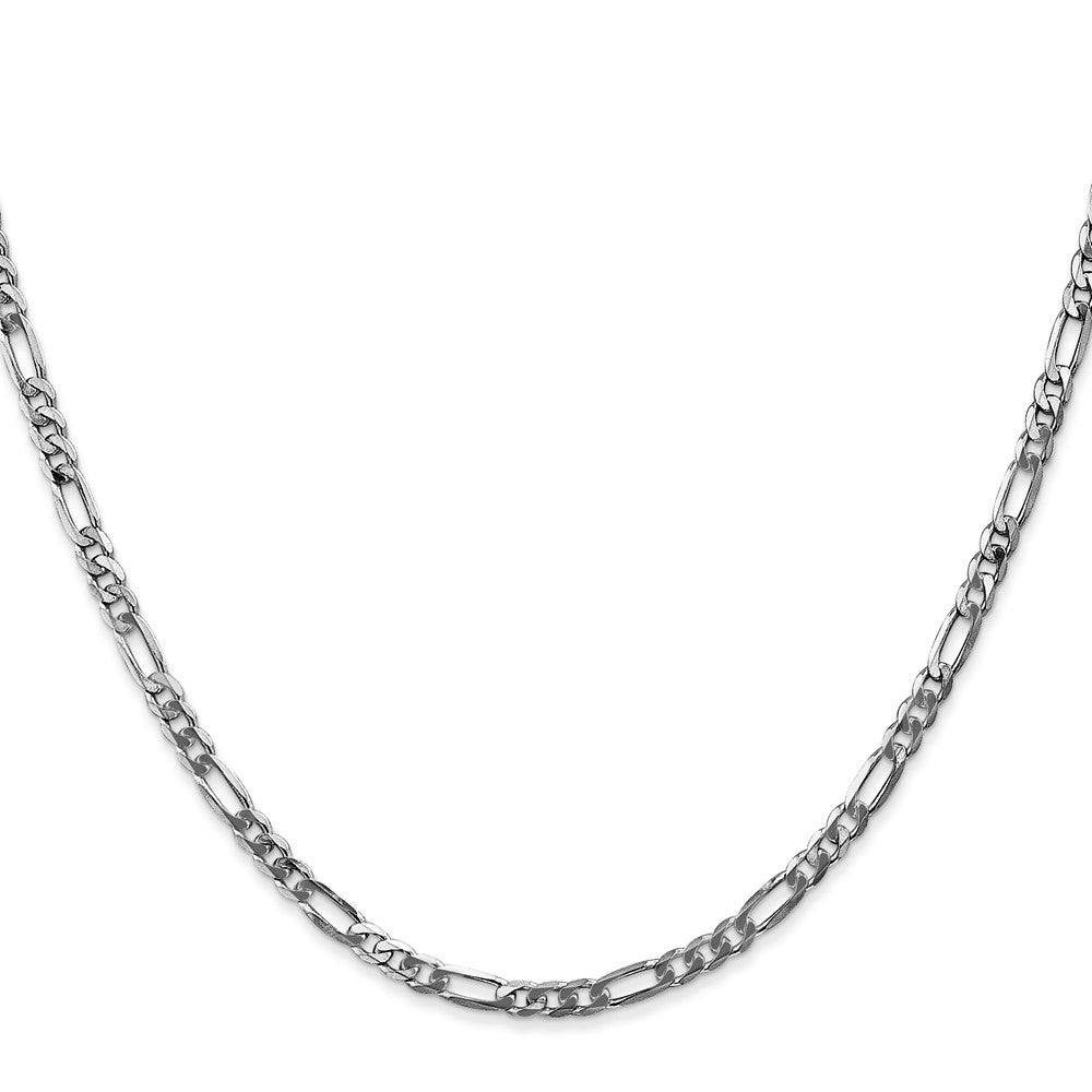 14K Weißgold 3mm Flach Figaro mit Karabinerverschluss Halskette