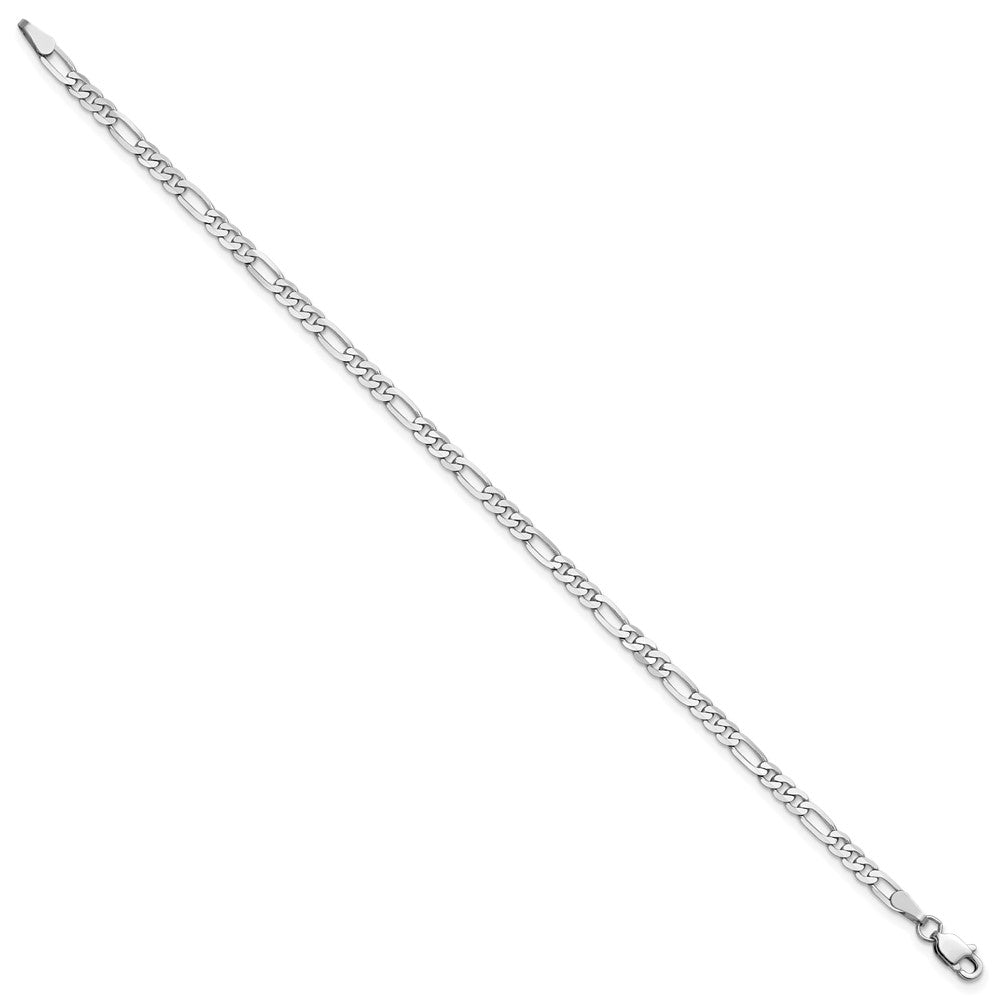 14K Weißgold 3mm Flach Figaro mit Karabinerverschluss Gliederarmband