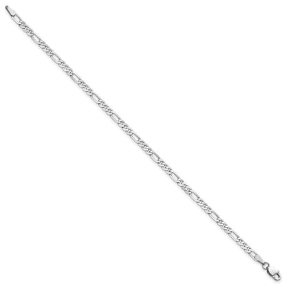 14K Weißgold 3mm Flach Figaro mit Karabinerverschluss Gliederarmband