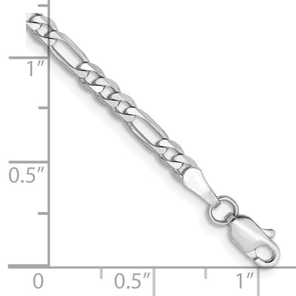 14K Weißgold 3mm Flach Figaro mit Karabinerverschluss Kette Fußkettchen