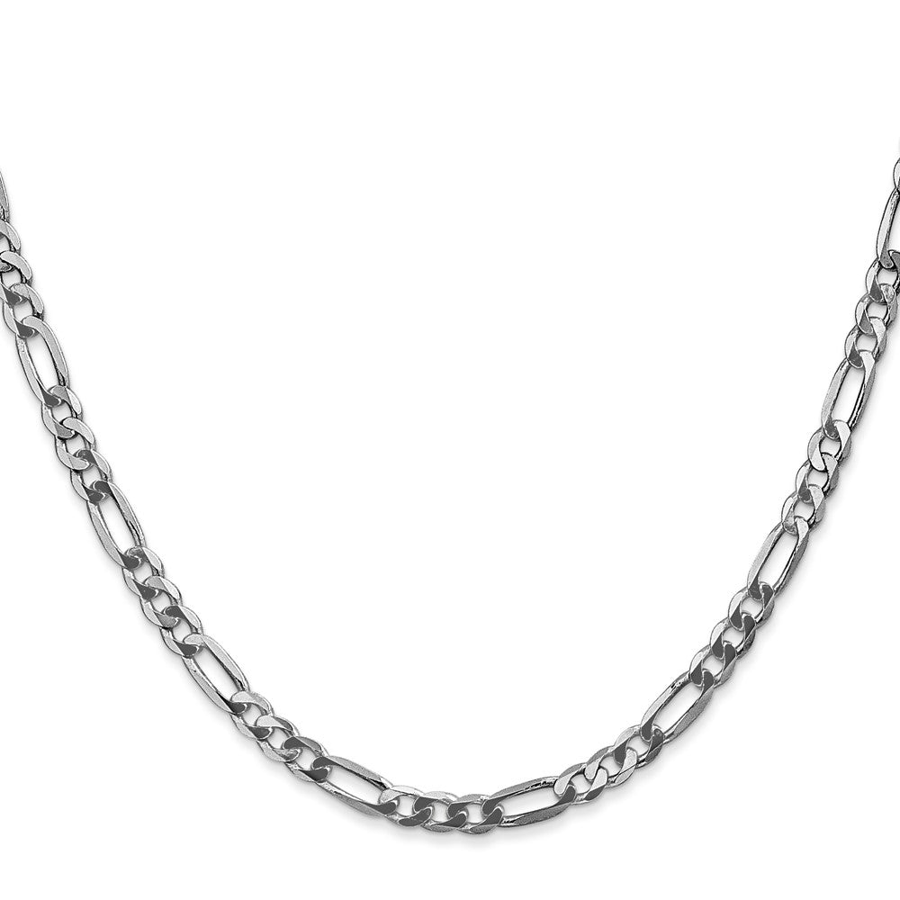 14K Weißgold 4mm Flach Figaro mit Karabinerverschluss Halskette