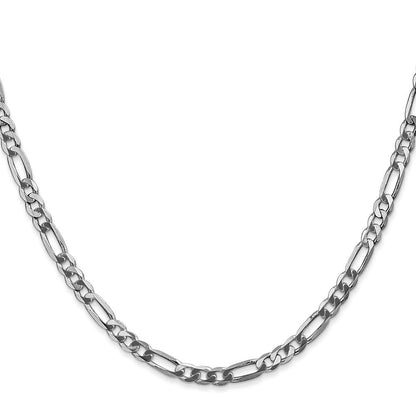 14K Weißgold 4mm Flach Figaro mit Karabinerverschluss Halskette