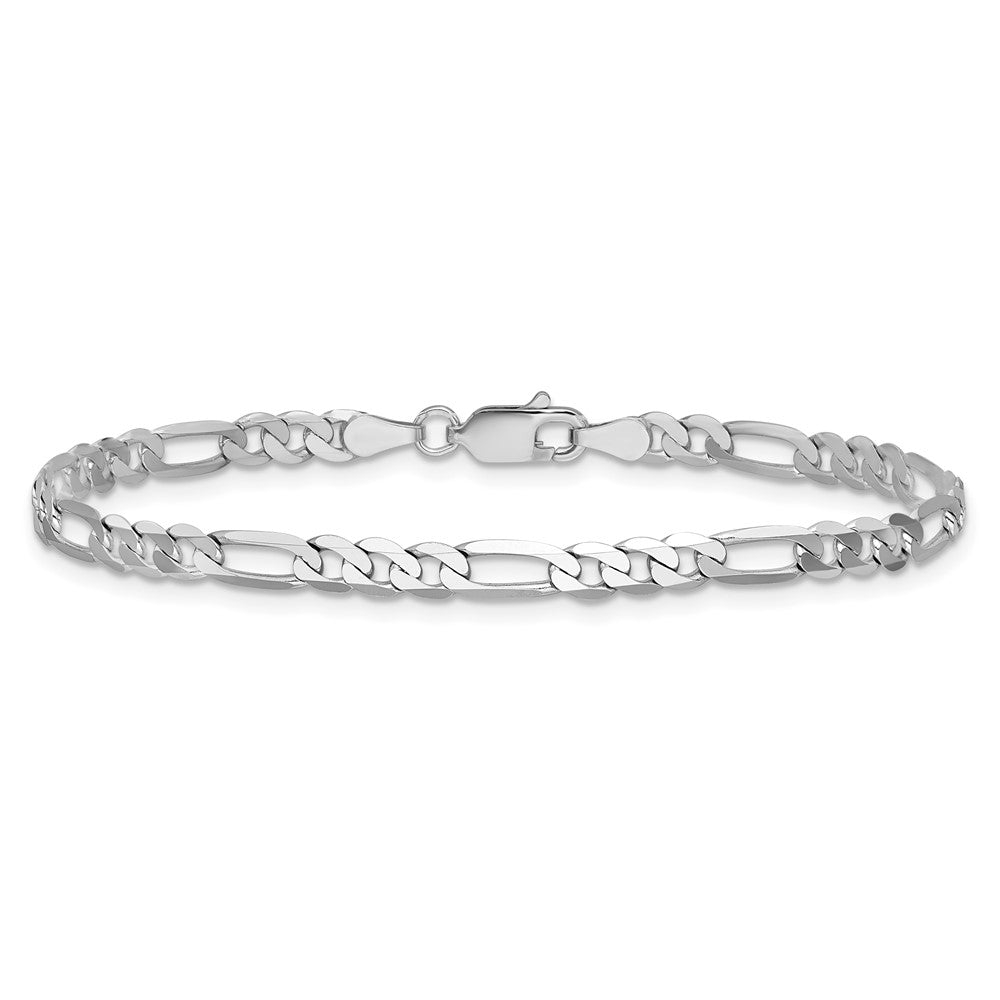 14K Weißgold Wg 4mm Flach Figaro Kette Fußkettchen