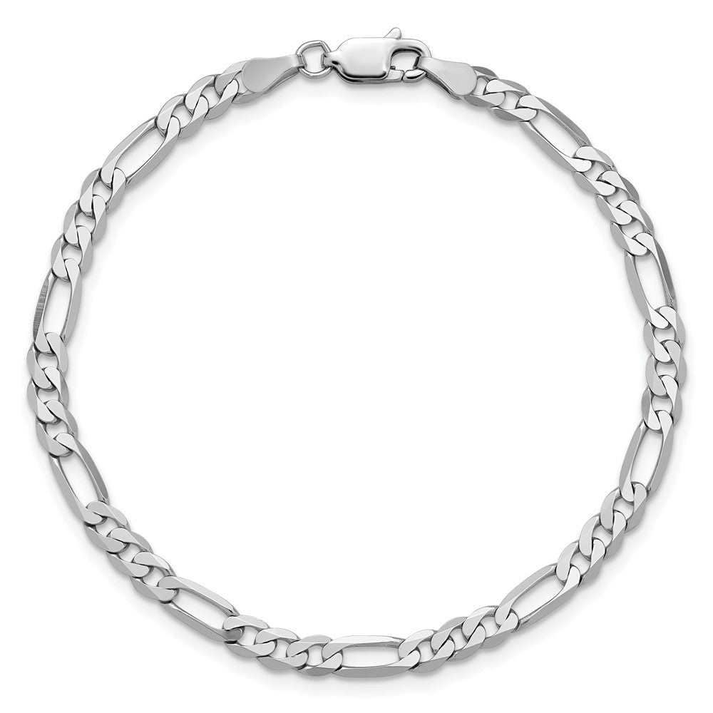 14K Weißgold Wg 4mm Flach Figaro Kette Fußkettchen