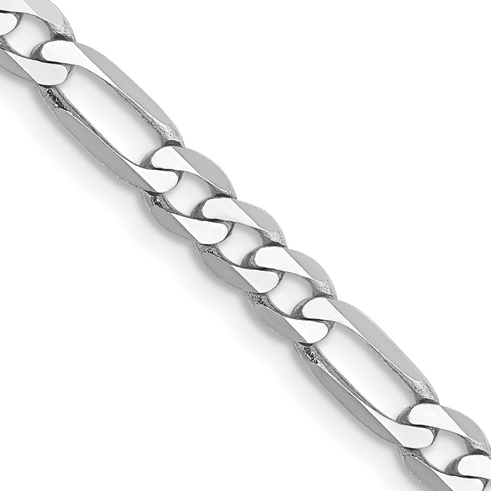 14K Weißgold 4mm Flach Figaro mit Karabinerverschluss Halskette