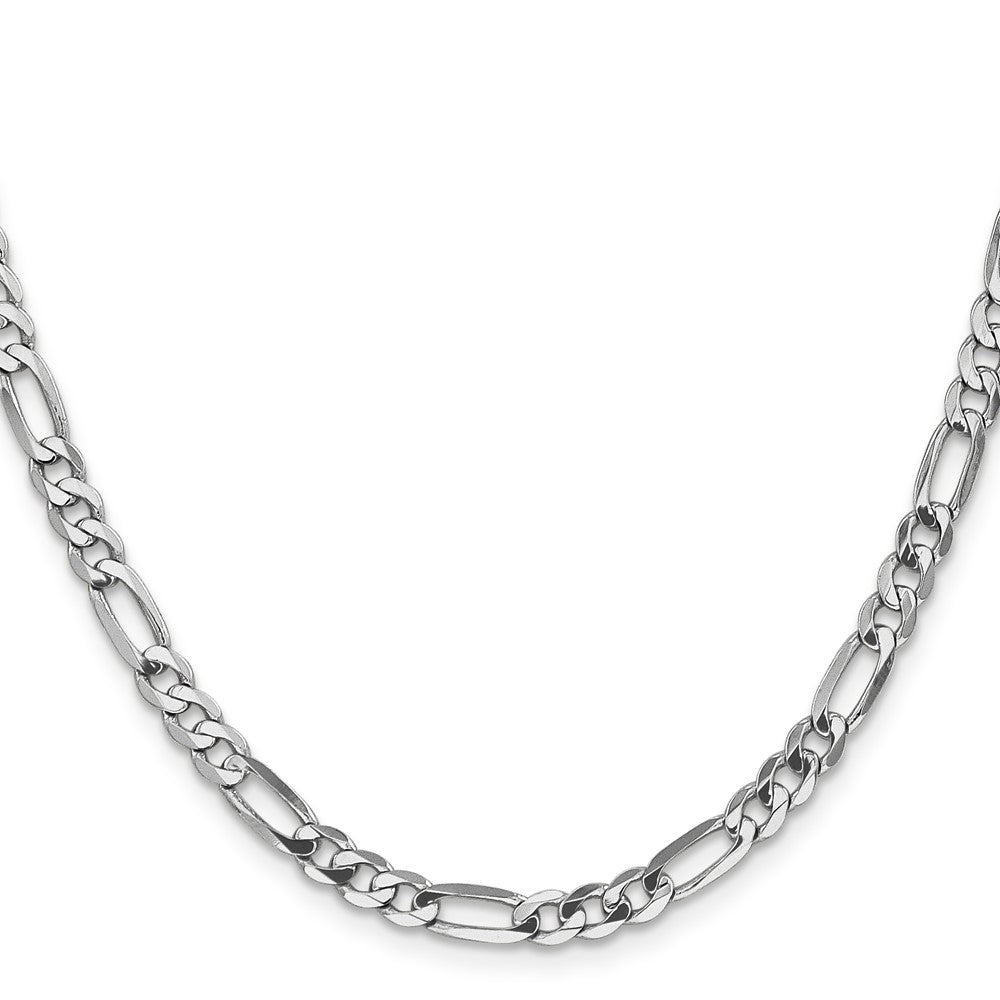 14K Weißgold 4.5mm Flach Figaro mit Karabinerverschluss Halskette