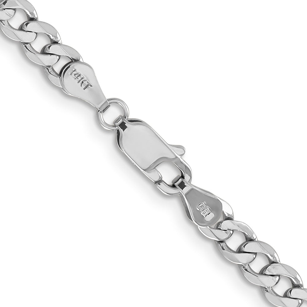 14K Weißgold 4.5mm Flach Figaro mit Karabinerverschluss Halskette