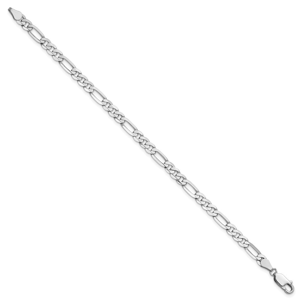 14K Weißgold 4.5mm Flach Figaro mit Karabinerverschluss Gliederarmband