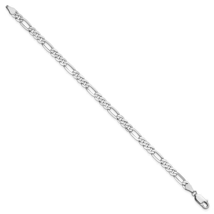 14K Weißgold Wg 4.5mm Flach Figaro Kette Fußkettchen