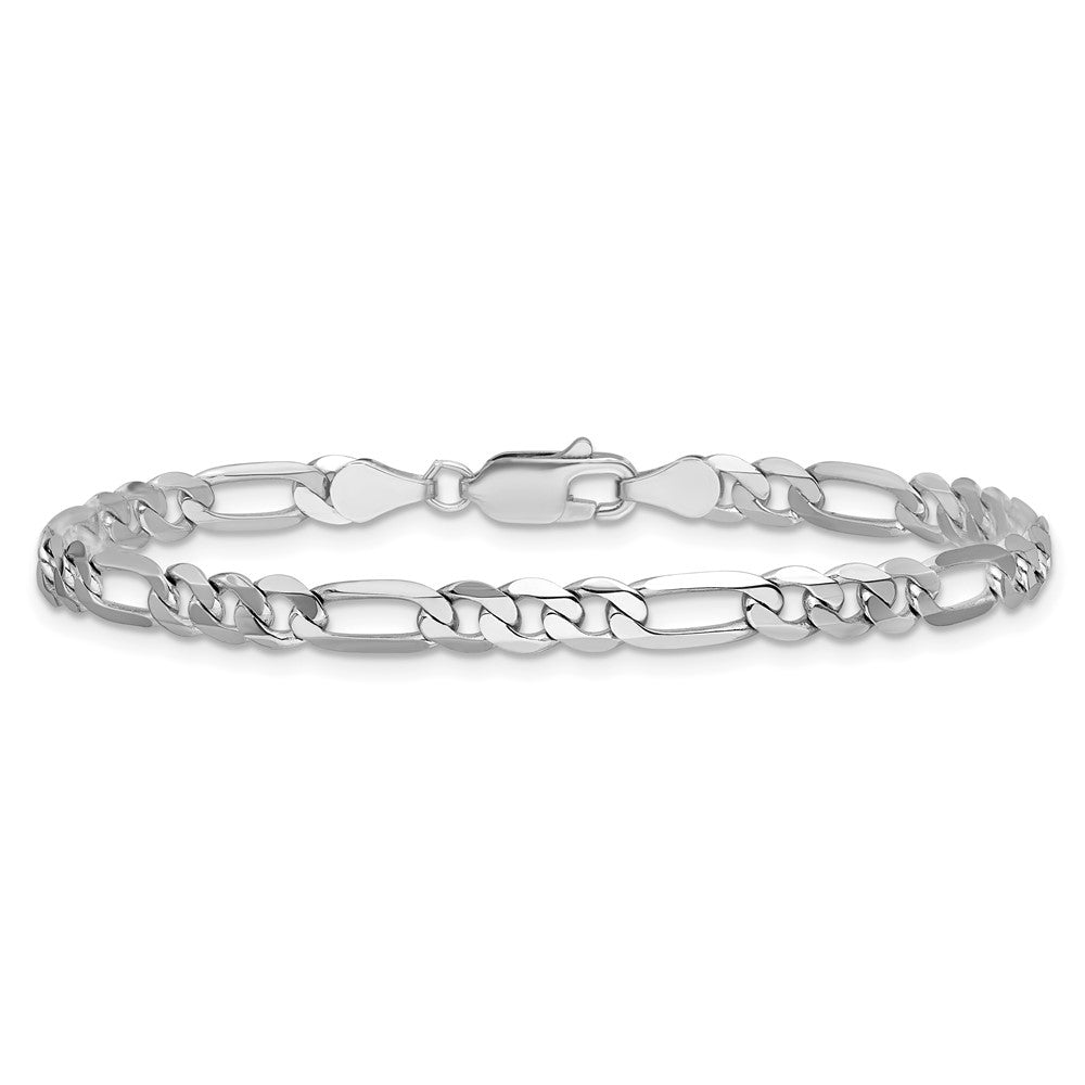 14K Weißgold Wg 4.5mm Flach Figaro Kette Fußkettchen