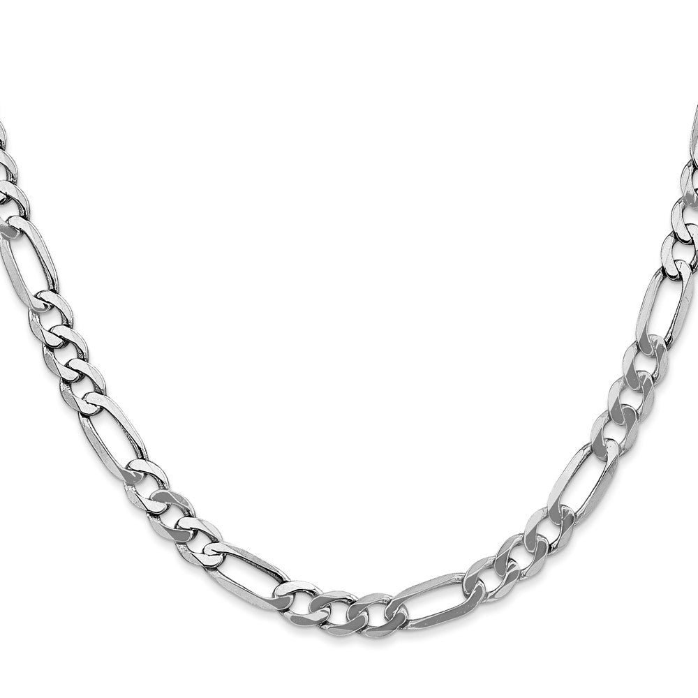 Massiv 14K Weißgold 5.5mm Flach Figaro mit Karabinerverschluss Halskette