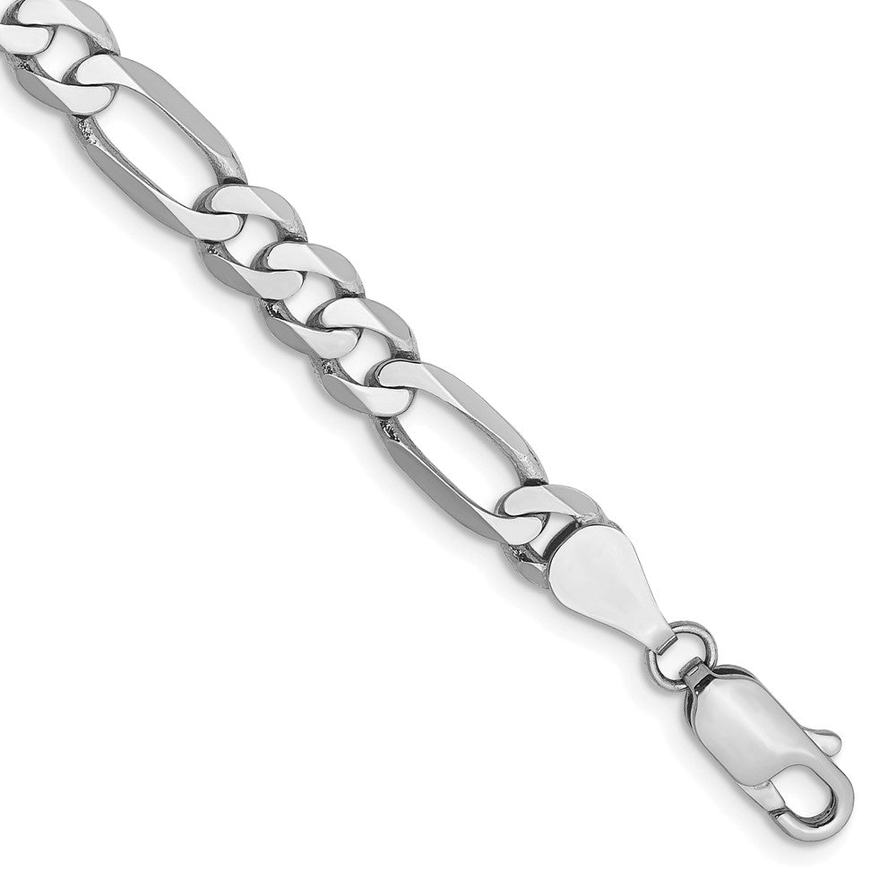 Massiv 14K Weißgold 5.5mm Flach Figaro mit Karabinerverschluss Gliederarmband