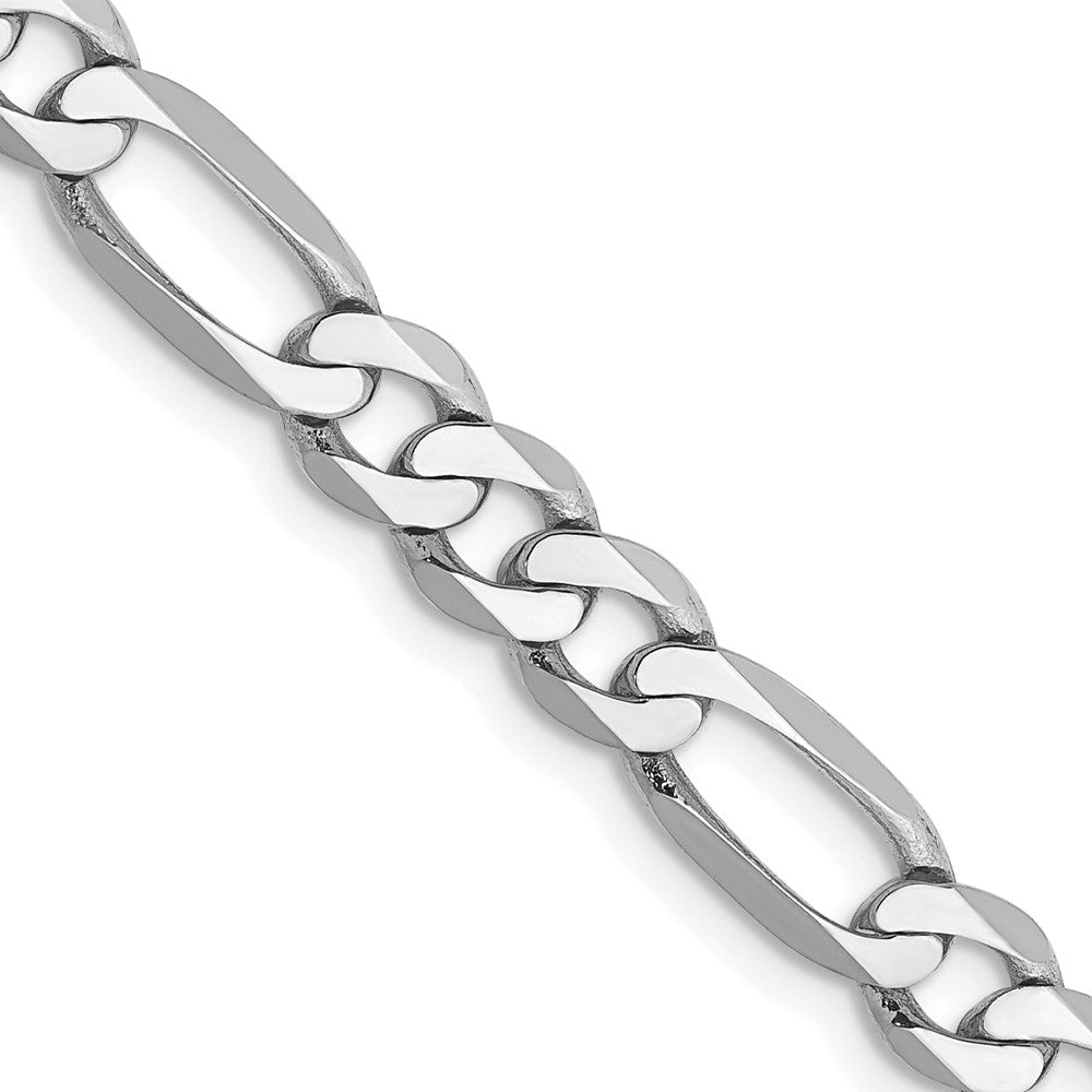 Massiv 14K Weißgold 5.5mm Flach Figaro mit Karabinerverschluss Halskette