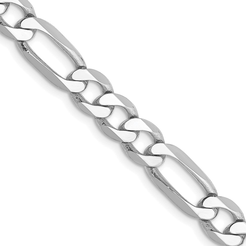 Massiv 14K Weißgold 6mm Flach Figaro mit Karabinerverschluss Halskette