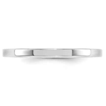 14K Weißgold 2 mm Standardgewicht Flacher Ehering mit Komfort-Passform