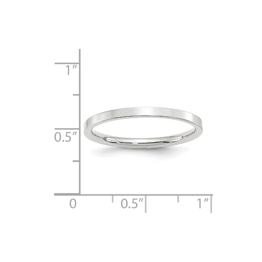 14K Weißgold 2 mm Standardgewicht Flacher Ehering mit Komfort-Passform