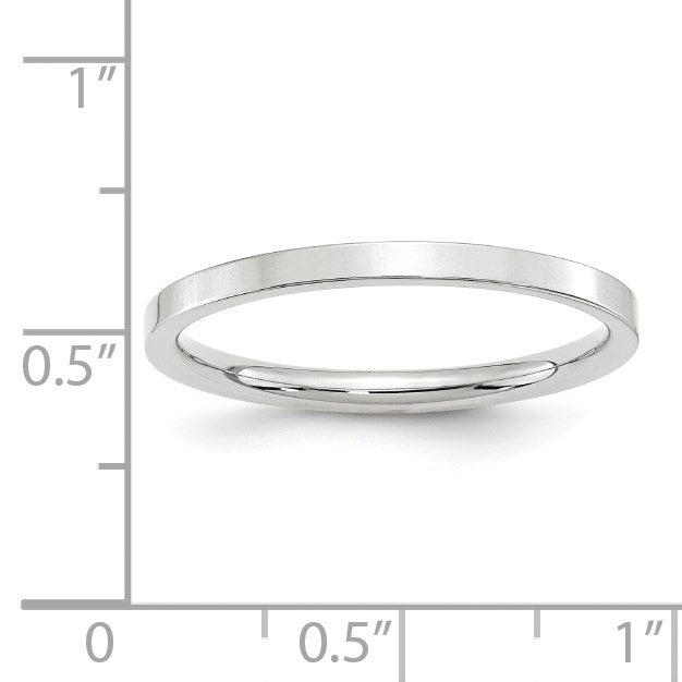 Ehering aus 10K Weißgold, 2 mm, Standardgewicht, flach, Komfort-Passform
