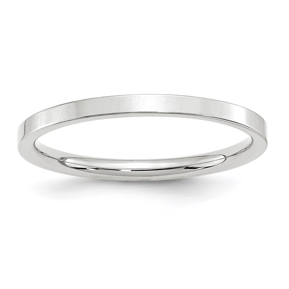 Ehering aus 10K Weißgold, 2 mm, Standardgewicht, flach, Komfort-Passform