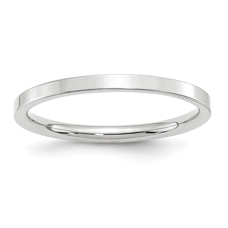Ehering aus 10K Weißgold, 2 mm, Standardgewicht, flach, Komfort-Passform