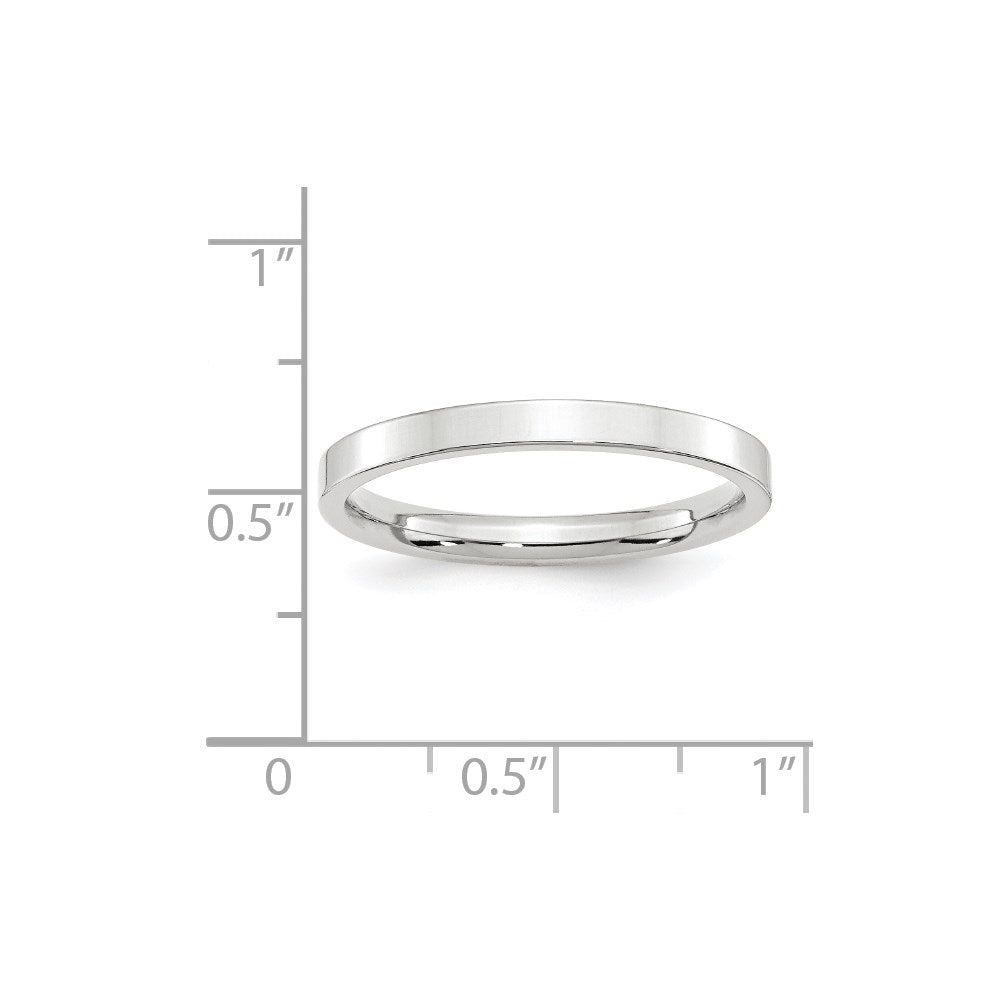 14K Weißgold 2,5 mm Standardgewicht Flacher Ehering mit Komfort-Passform