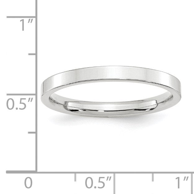 10K Weißgold 2,5 mm Standardgewicht flacher Ehering mit Komfort-Passform
