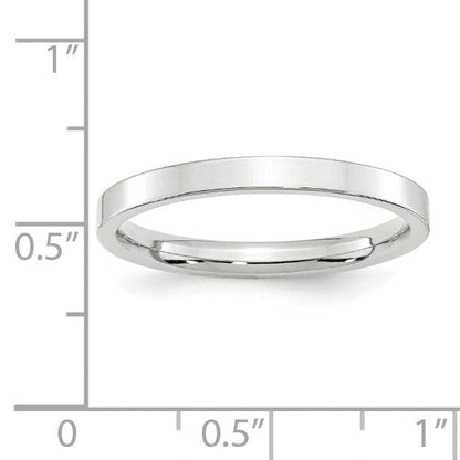 10K Weißgold 2,5 mm Standardgewicht flacher Ehering mit Komfort-Passform