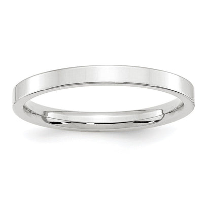 14K Weißgold 2,5 mm Standardgewicht Flacher Ehering mit Komfort-Passform