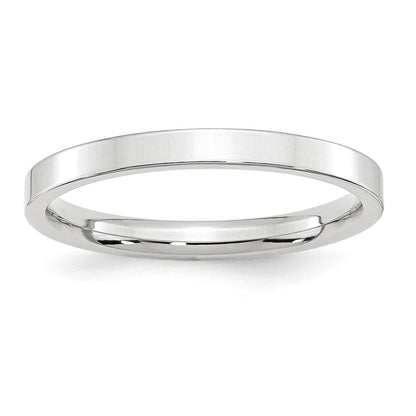 14K Weißgold 2,5 mm Standardgewicht Flacher Ehering mit Komfort-Passform