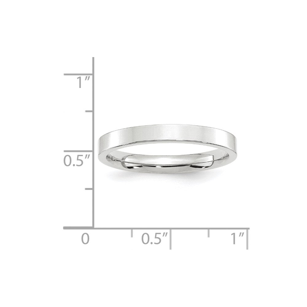 14K Weißgold 3 mm Standardgewicht flacher Ehering mit Komfort-Passform