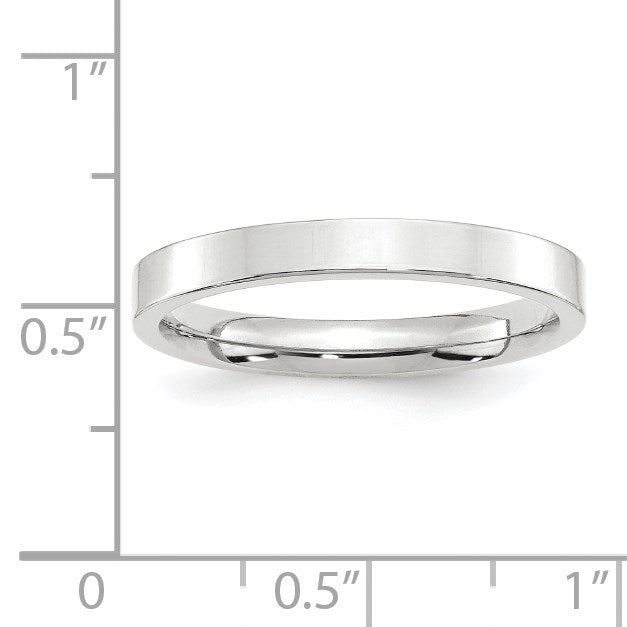 14K Weißgold 3 mm Standardgewicht flacher Ehering mit Komfort-Passform
