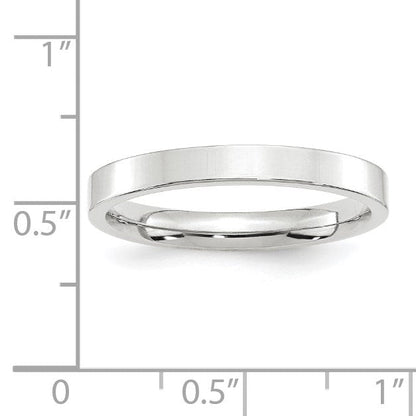 14K Weißgold 3 mm Standardgewicht flacher Ehering mit Komfort-Passform